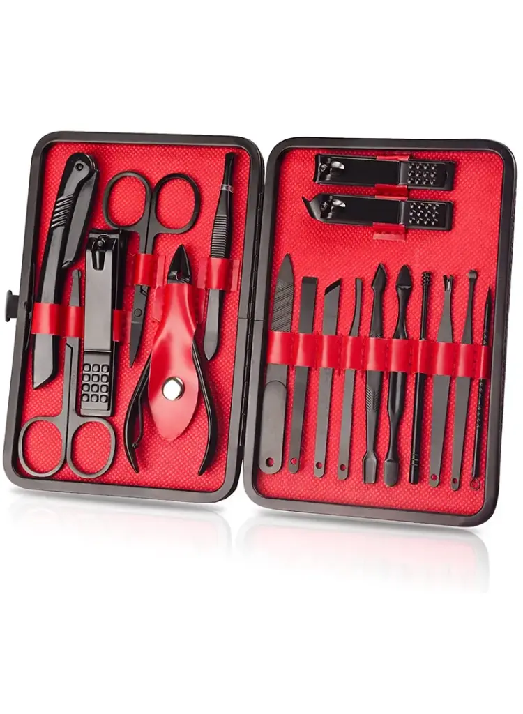 18. Pcs1 Stainless Steel Manicure Set Professional Nail Clipper Kit of Pedicure-Black