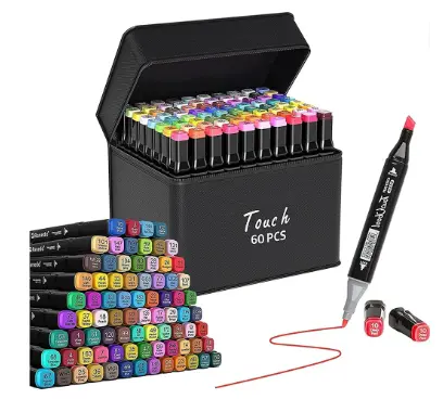 Touch Bag Permanent Art Markers Set 60 Colors