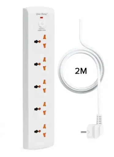 2m 10A 2500W 5-Ways Universal Socket Surge Protector Power Strip Extension Socket With Botton On/Off - EU Plug